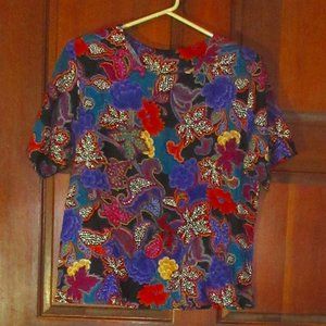Vintage Short Sleeve Rayon Blouse Size 8 BLOCK ISL